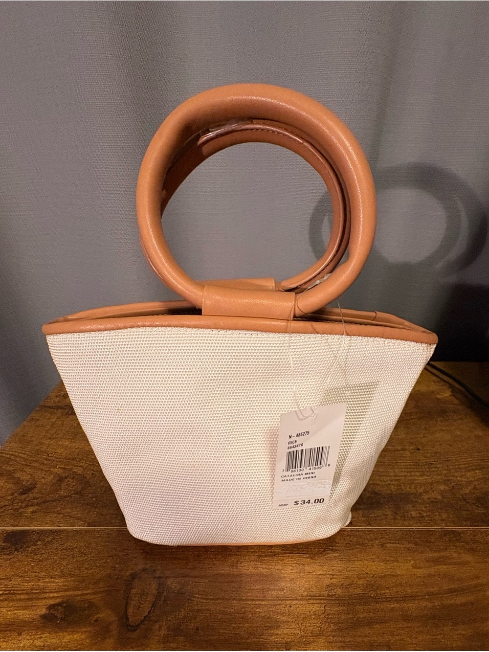 Catalina Canvas Top-Handle Bag with Tan Leather Trim NWT